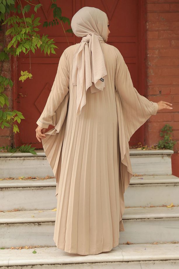 Yarasa Kol Camel Tesettür Elbise 330068C - 3
