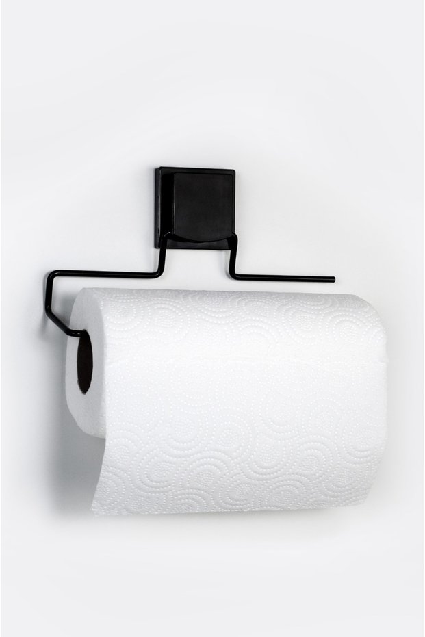 Stainless Adhesive Toilet Paper Holder, Paper Towel Holder Black 25cm