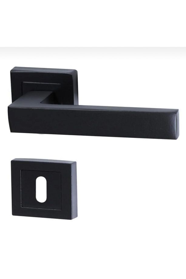 Kare Rozetli Kapı Kolu 7'li Set (3+1 Daire Için Geçerli) Siyah - 2