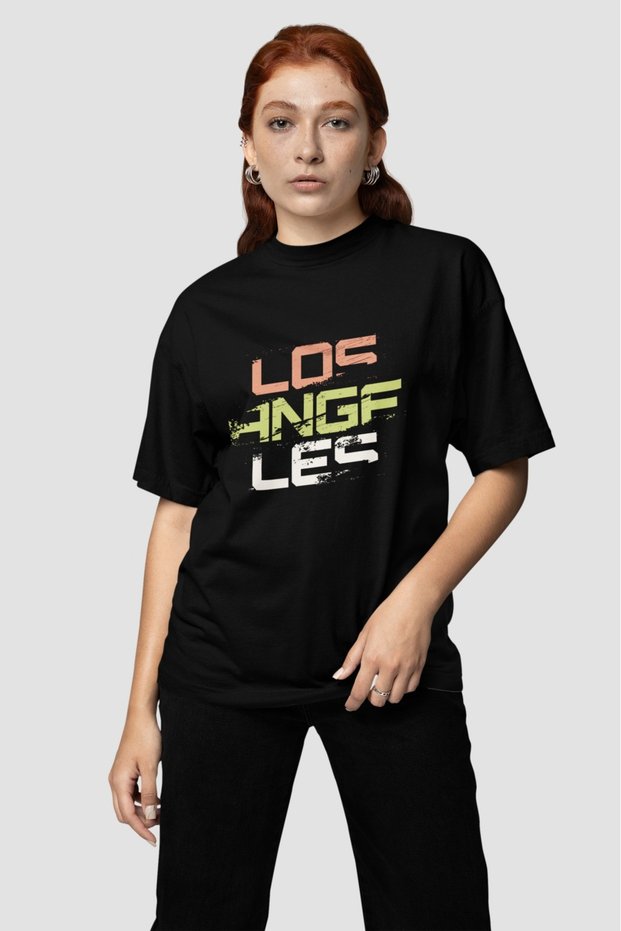 Women'S/Men's 100% Cotton Los Angeles Transfer Printed Round Neck Short Sleeve T-Shirt