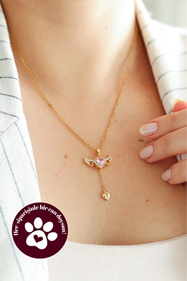 Angel Wing Moving Heart Gold Color Steel Necklace-Express Love