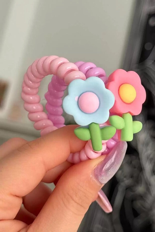 Mixed Color 2-Piece Tulip Detailed Spiral Buckle