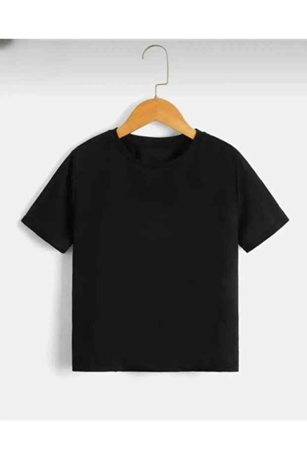 تيشيرت أسود سادة للأطفال - 1