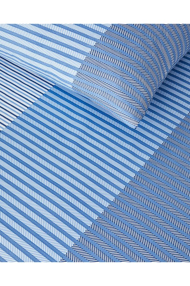 Modern Strip Kolay Ütülenir Tek Kişilik Nevresim Takımı 160x220 cm Mavi - 3