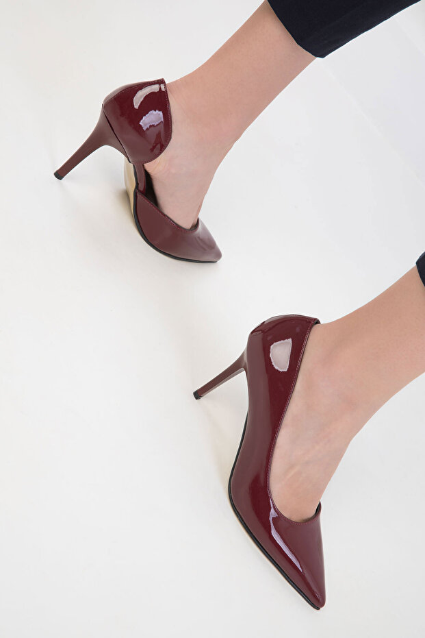 20484 Claret Red lakkbőr női klasszikus sarkú cipő - 3
