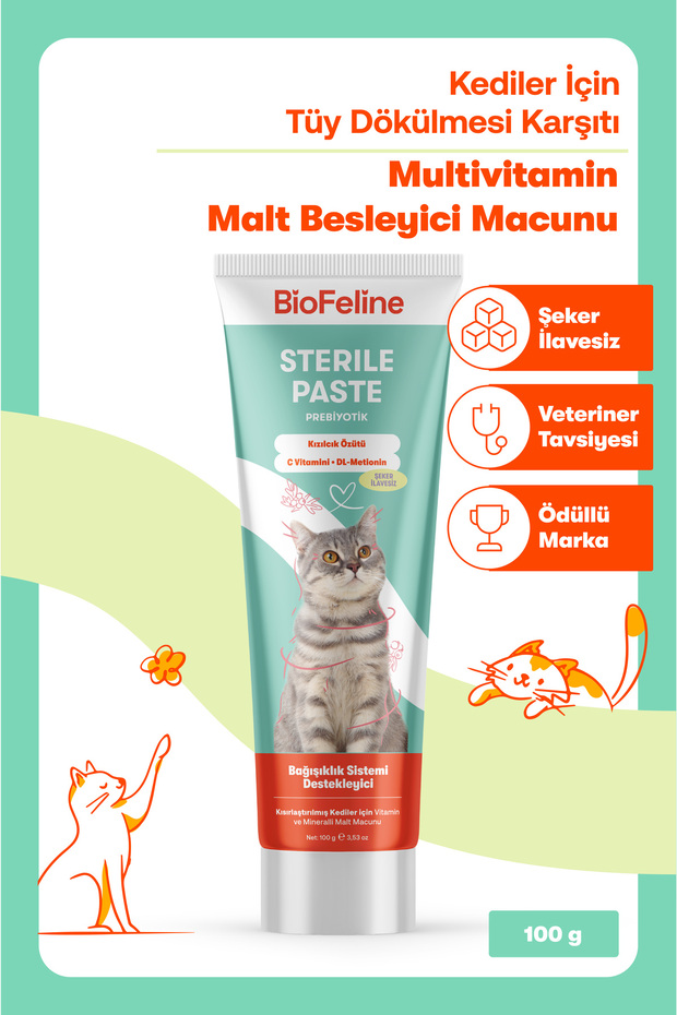 İkili Kısırlaştırılmış Kedi Macun Seti | Kısırlaştırılmış Kedi Malt Macunu 100g & 30ml Hediye Macun - 3