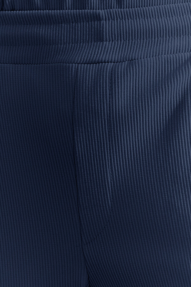 Indigo Oversize/Geniş Kesim Dokulu Ottoman Polo Yaka T-Shirt TMNSS23PO00020 - 8