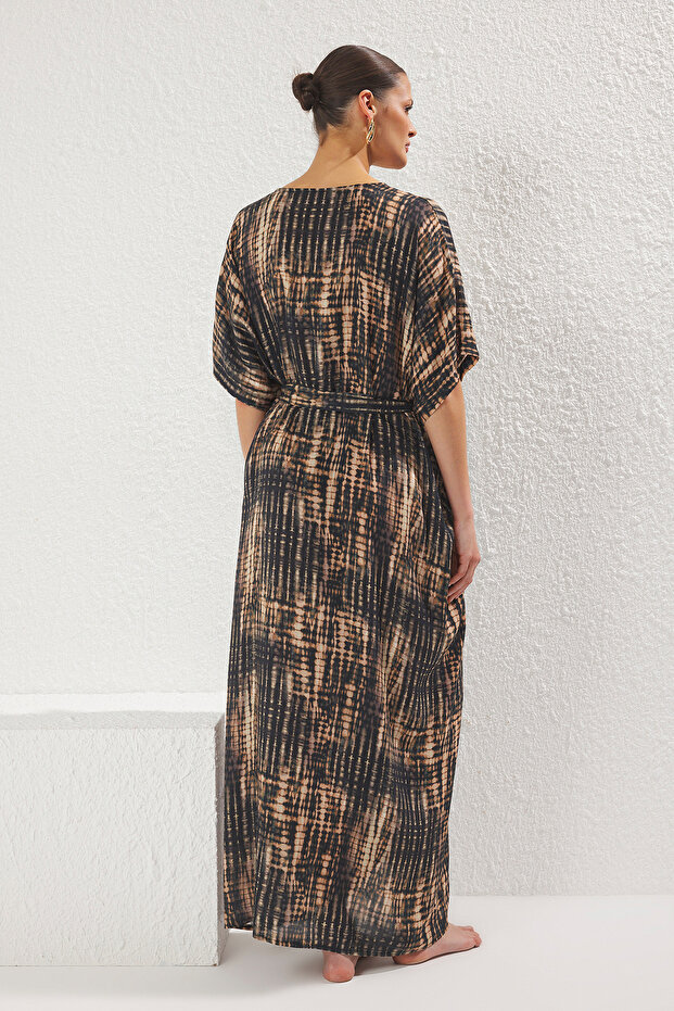 Batik Desenli Dokuma Maxi Plaj Kimono&Kaftan TBESS25KM00027 - 4