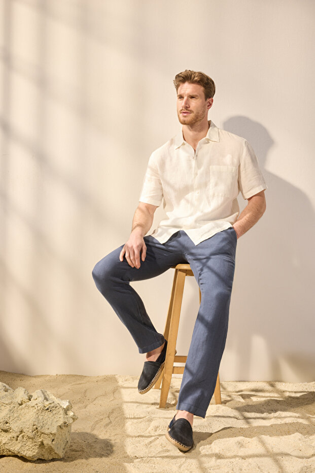 Beyaz %100 Keten Regular Fit Gömlek TMNSS25GO00056 - 2