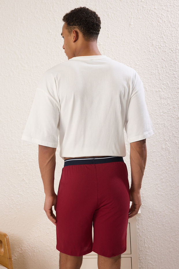 Lacivert- Bordo Regular Fit 2'li Örme Şort TMNSS25SR00045 - 4