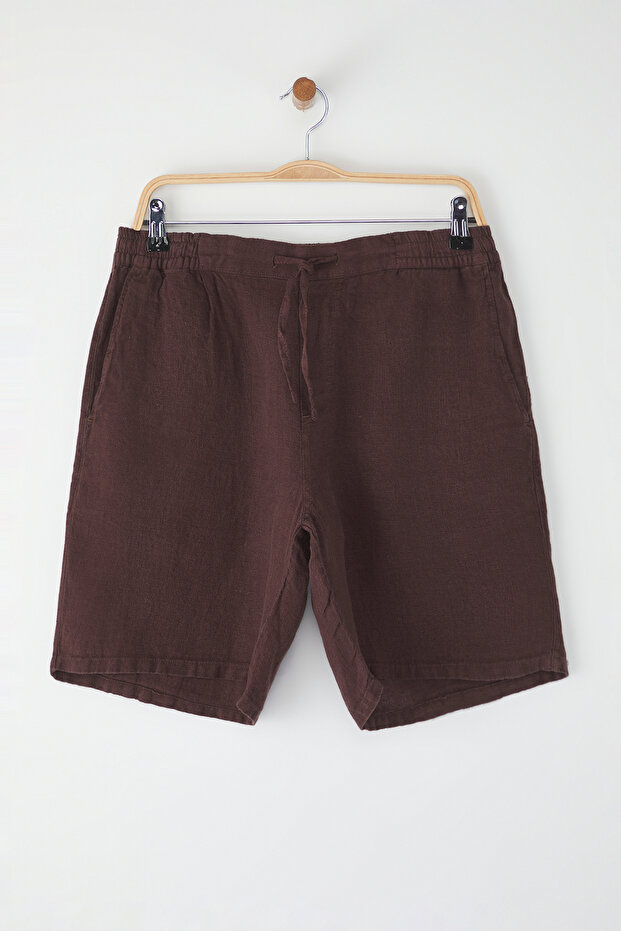 Kahverengi Limited Edition %100 Keten Regular Fit Şort & Bermuda TMNSS24SR00050 - 5