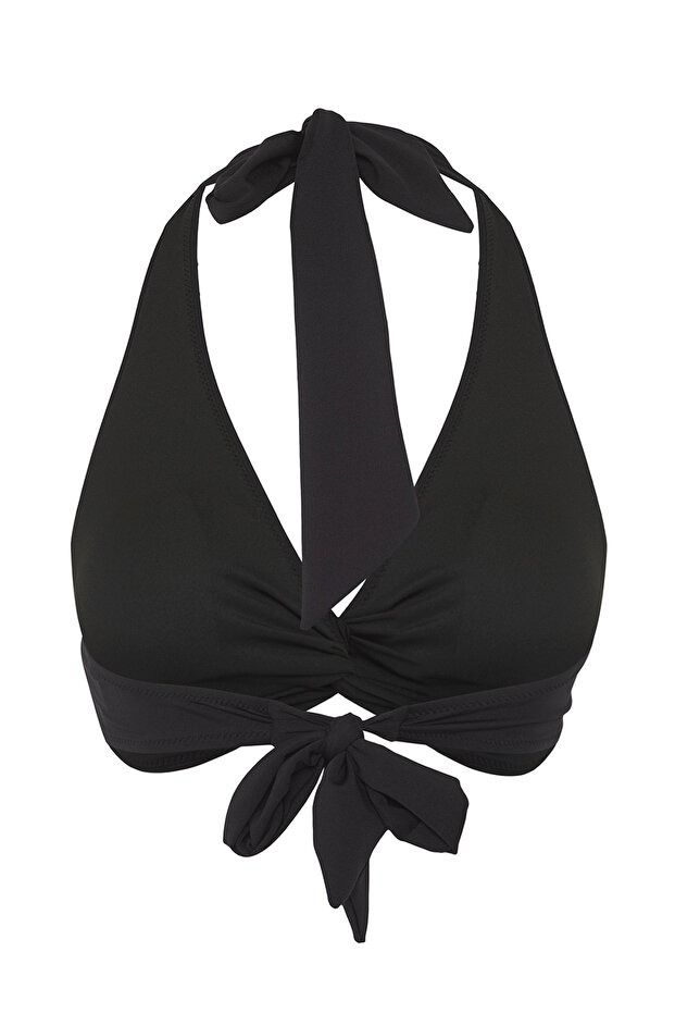 Siyah Büzgülü Üçgen Kaplı Bikini Üstü TBESS25BU00050 - 5