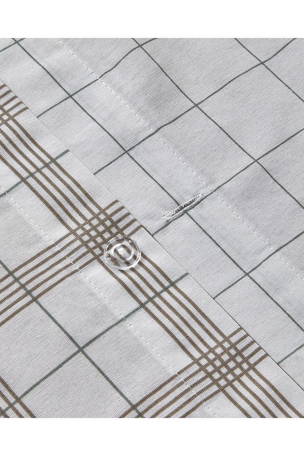 Chic Check Kolay Ütülenir Çift Kişilik Nevresim Takımı 200x220 cm Bej - 6