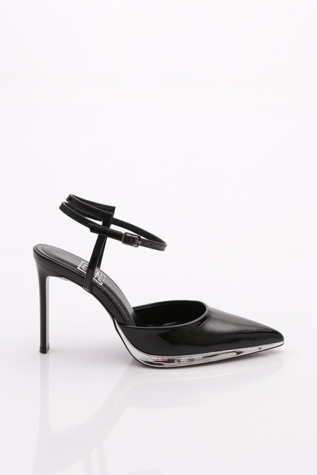 Women's Pointed Toe Heeled Shoes Black Patent Leather 66162859