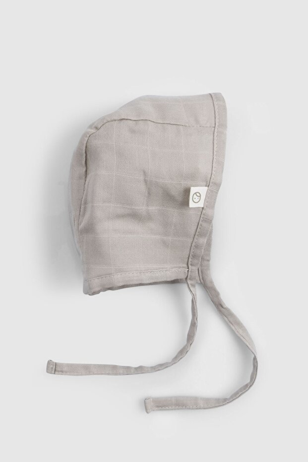 Organic Cotton Single Layer Muslin Beige Baby English Hat