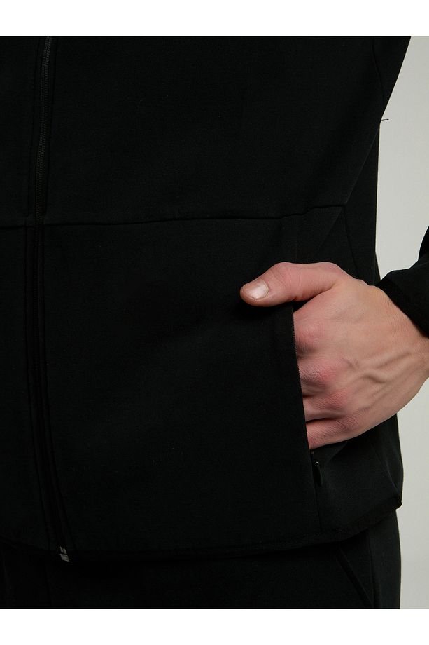 Ever Relaxed Regular Siyah Yüksek Yaka Erkek Full Zip Sweatshirt - 5