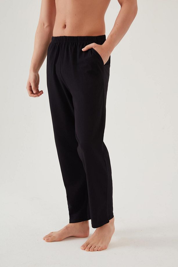 Erkek Pamuklu Ekose-siyah 2'li Tek Alt Pijama - 4