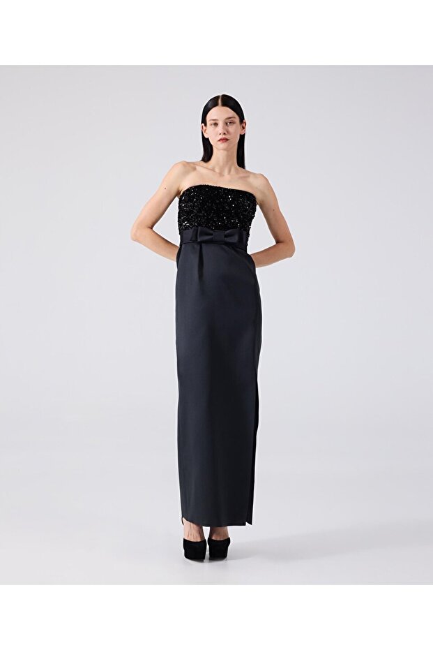 Payetli maksi elbise - 1