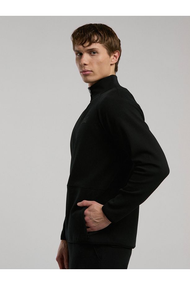 Ever Relaxed Regular Siyah Yüksek Yaka Erkek Full Zip Sweatshirt - 3