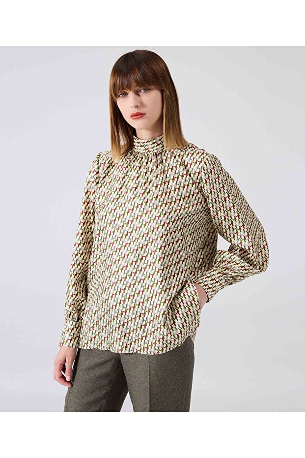 Logo baskılı ipek bluz - 1