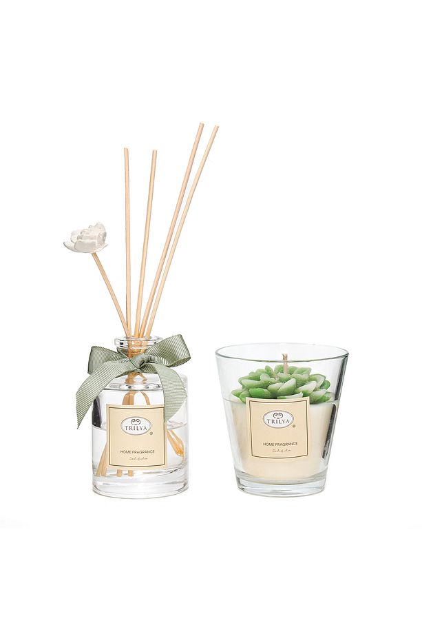 110 ml Patchoulı & Lavander Oda Kokusu Ve Çiçekli Vegan Mum Seti - 1
