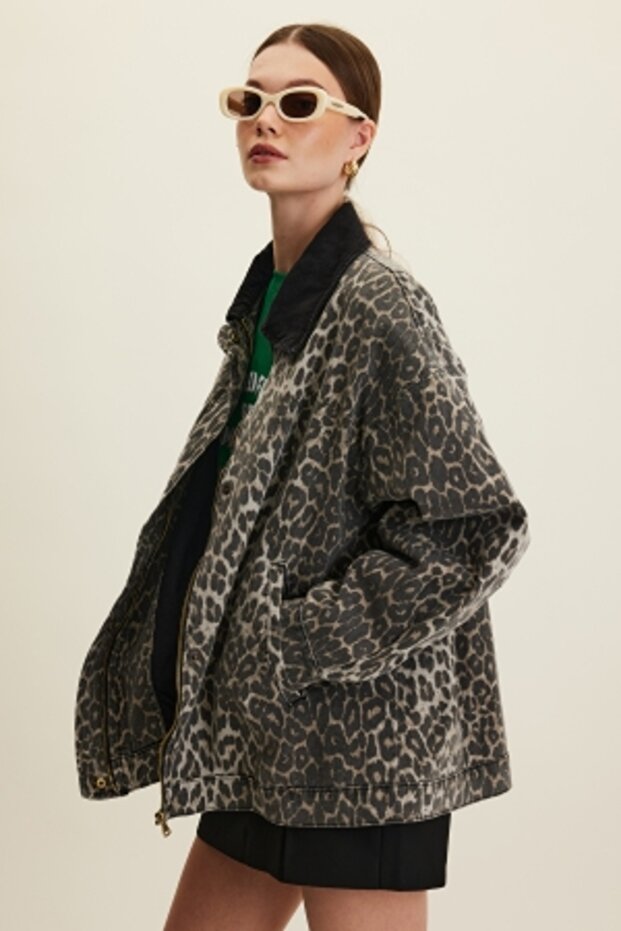 Leopard Patterned Gabardine Jacket - 1