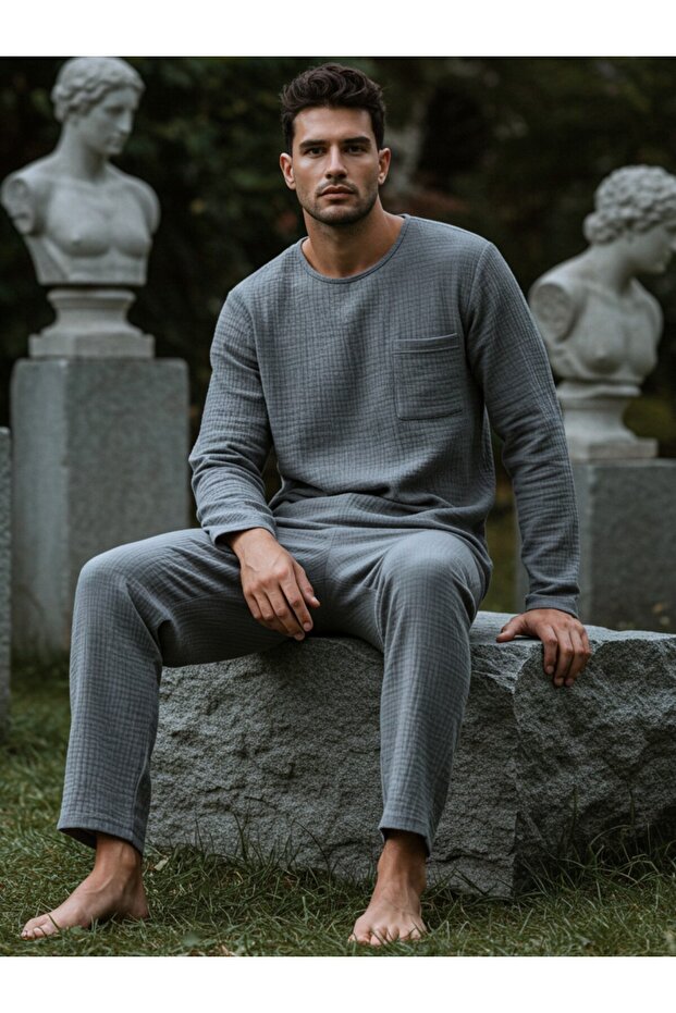 Men's Organic Muslin Pajama Set - Natural Natural-Oeko Tex Certified