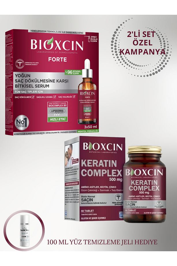 Forte Serum 3x50 ml + Keratin Complex 500 Mg 60 Tablet + 100 ML YÜZ TEMİZLEME JELİ - 1