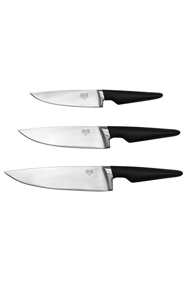 VÖRDA bıçak seti, paslanmaz çelik-siyah, 3 parça - 1