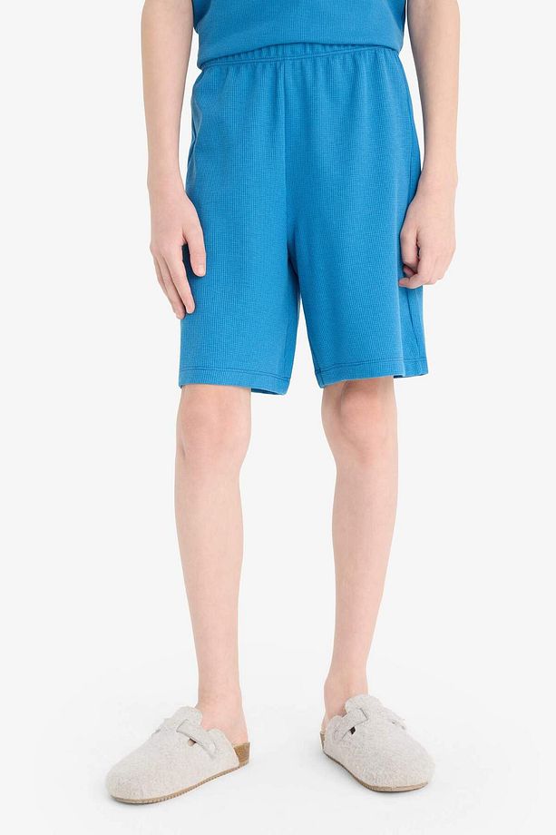 Erkek Çocuk Waffle Pijama Takımı Kısa Kollu Üst Beli Lastikli Şort D9995A825SM - 6