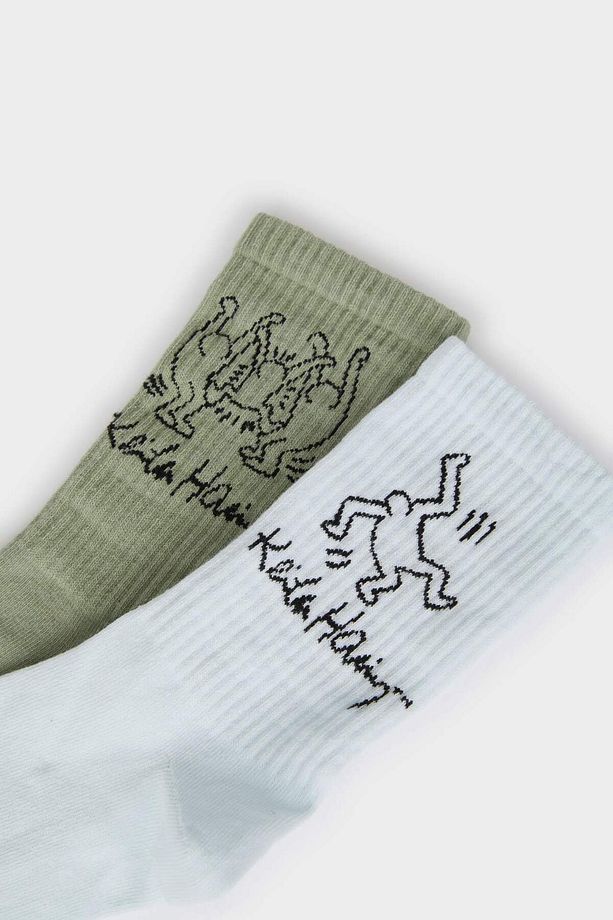 Erkek Keith Haring 2'li Pamuklu Uzun Çorap E5152axns - 4