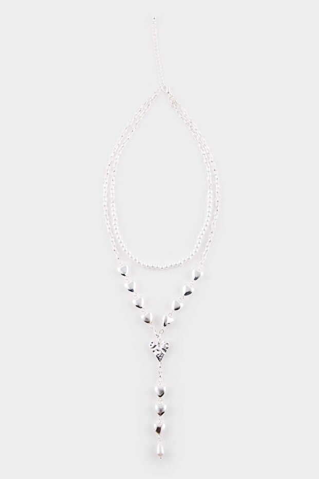 Kadın Kalpli 2'li Silver Kolye E6470AXNS - 1