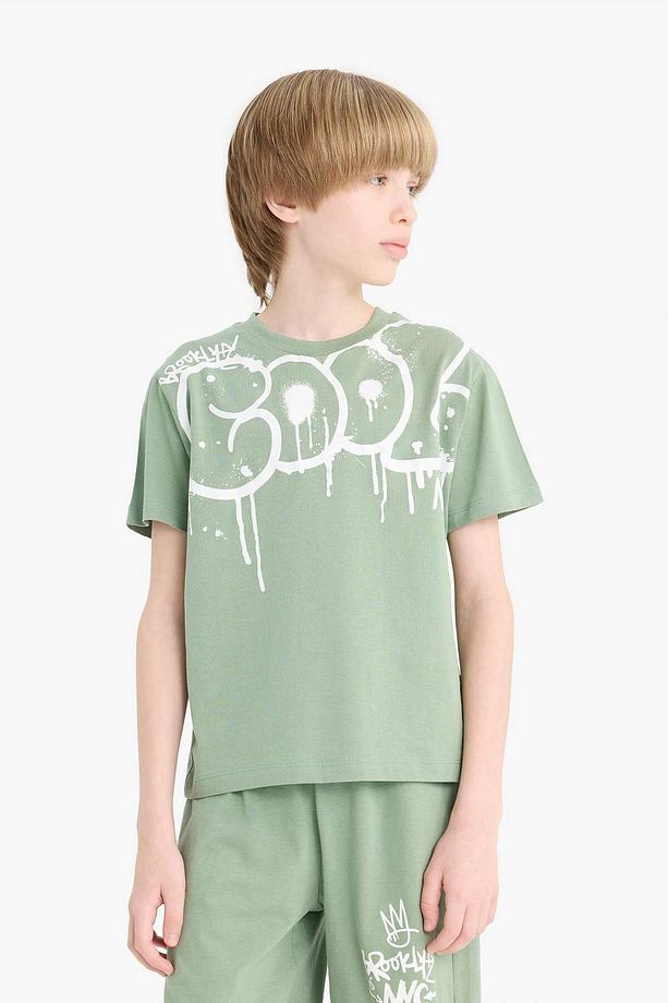 Erkek Çocuk Pijama Takımı Baskılı Kısa Kollu Üst Beli Lastikli Şort E0021A825SM - 3