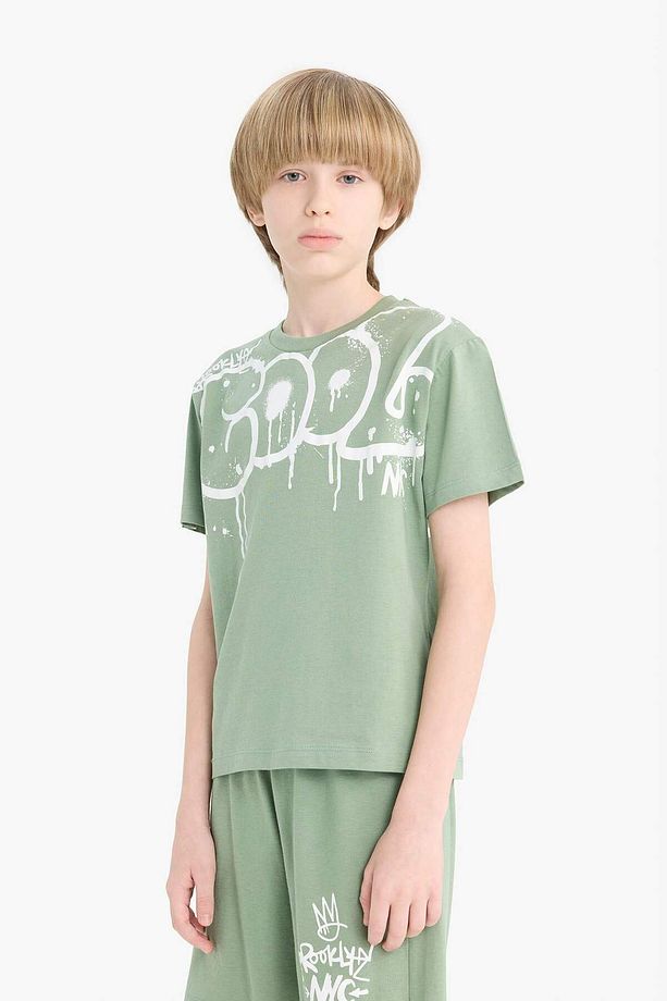 Erkek Çocuk Pijama Takımı Baskılı Kısa Kollu Üst Beli Lastikli Şort E0021A825SM - 4