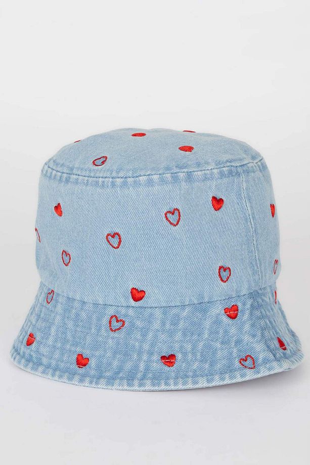 Kız Çocuk Kalpli Jean Bucket Şapka C0589A825SM - 3