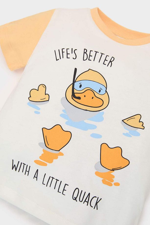 Erkek Bebek Pijama Takımı Baskılı Kısa Kollu Penye Üst Beli Lastikli Şort E1182A525HS - 4