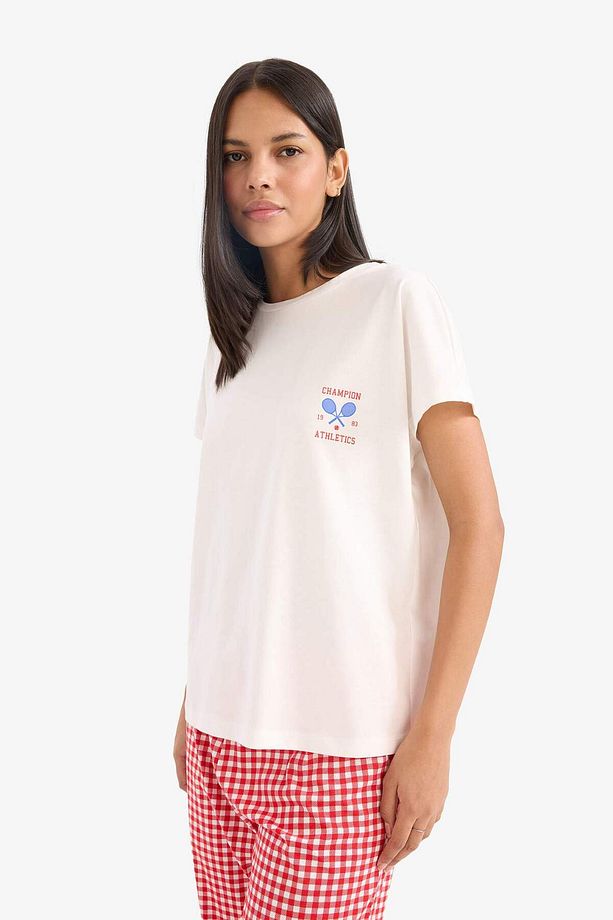 Pijama Takımı Kısa Kollu Üst Esnek Belli Kareli Uzun Alt-fall In Love E4822ax25sp - 3