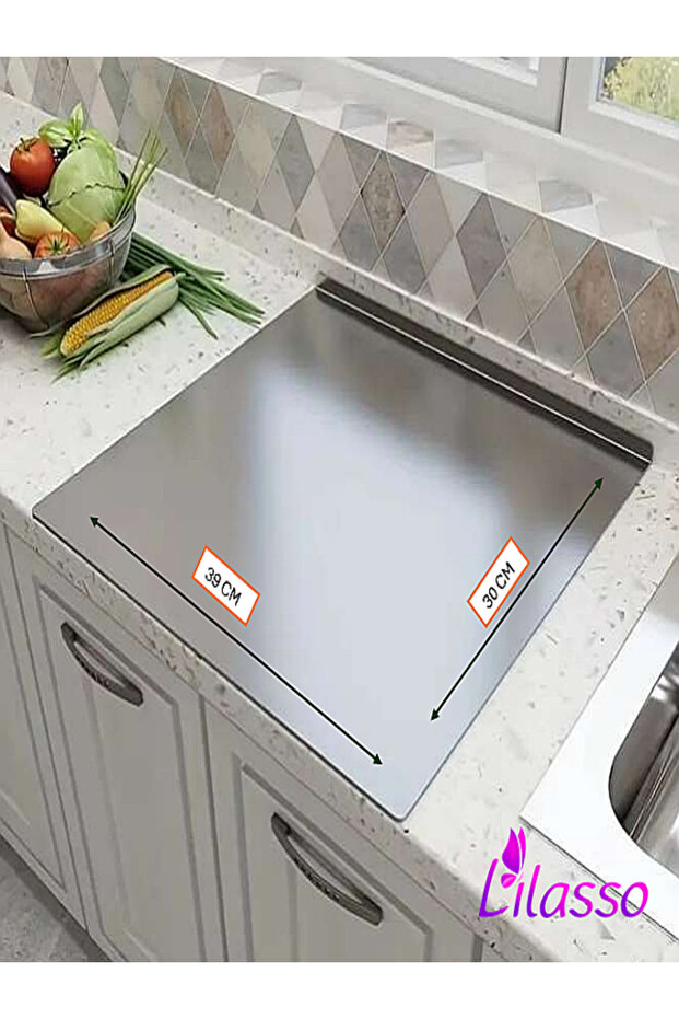 Stainless Steel Single Bent Metal Countertop Protective Cutting Board 30X40 cm - 5