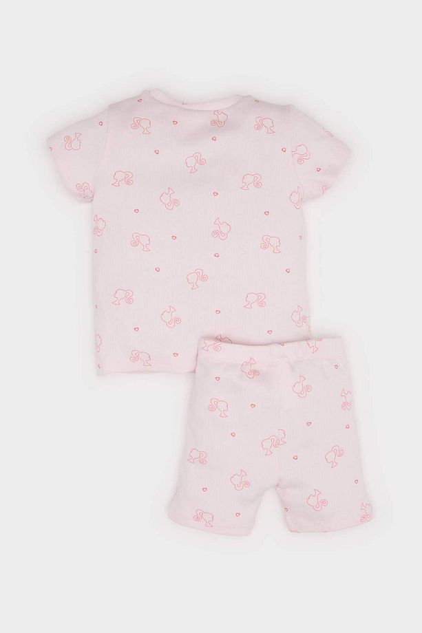 Kız Bebek Barbie Pijama Takımı Kısa Kollu Fitilli Kaşkorse Üst Beli Lastikli Şort E1545A525SM - 4