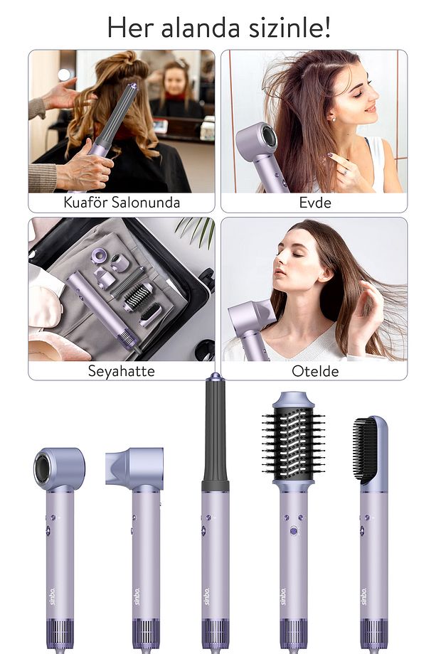 Pro Compact Multi-Styler Hava Üfleme 5in1 Saç Şekillendirici Bldc Shd-1729 Mor - 3