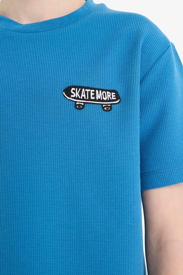 Erkek Çocuk Waffle Pijama Takımı Kısa Kollu Üst Beli Lastikli Şort D9995A825SM - 5