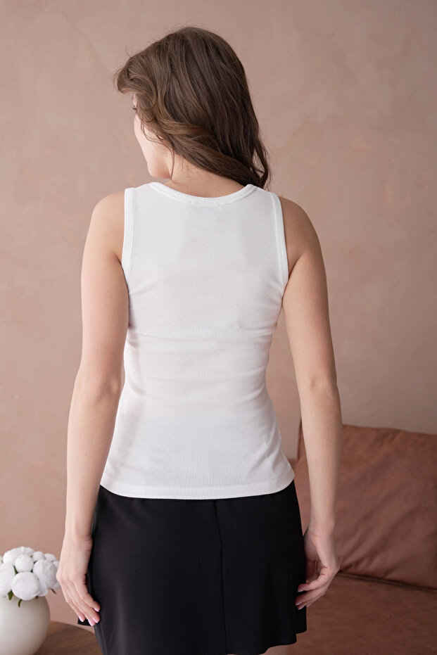 Yakası Patlı Fitilli Slim Basic Atlet - 6