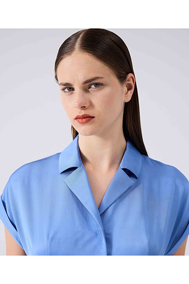 Kuşaklı midi elbise - 5