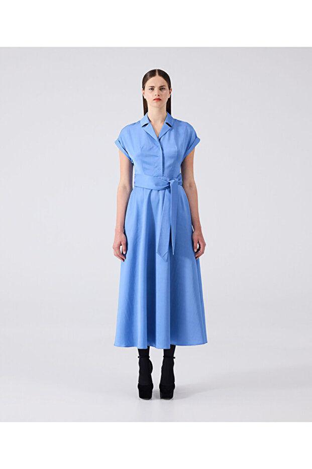 Kuşaklı midi elbise - 1