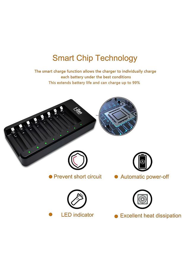 I-gen G879 8'li Pil Şarj Aleti 4 Adet Aa 2700 Mah 4 Adet Aaa 900 Mah Şarjlı Kalem Pilli Set - 7
