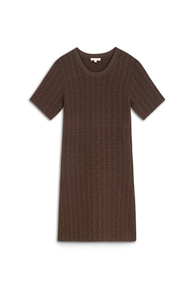 Jakarlı mini elbise - 3