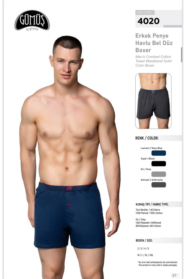 Men's Boxer Buttoned Loose Cut 3 Pieces