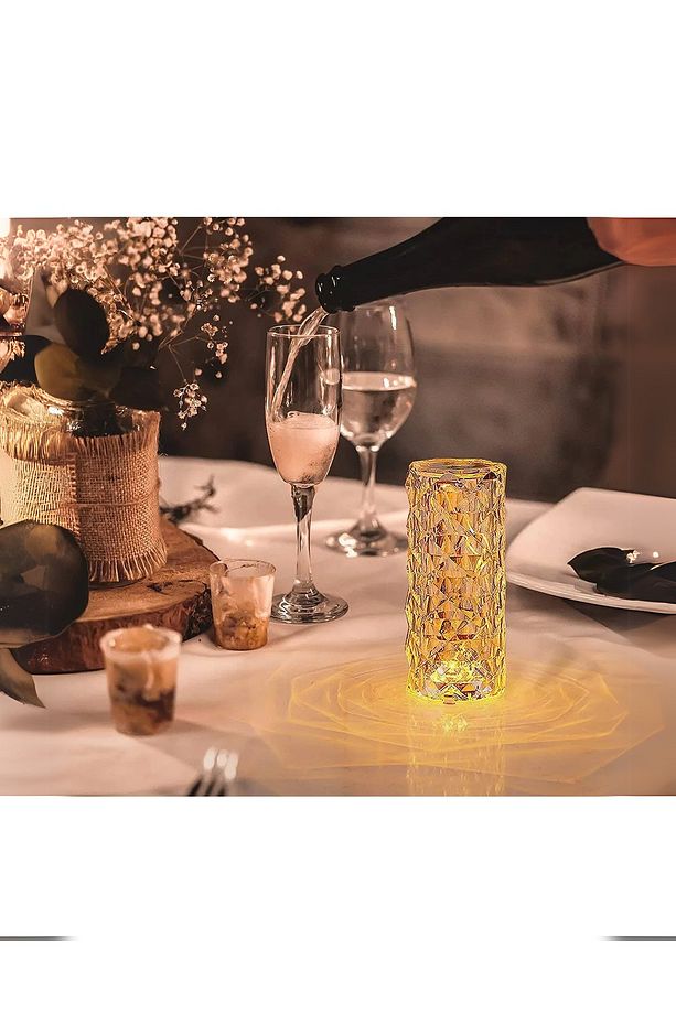 Kristal Elmas Led Dokunmatik Sensör Usb Şarjlı Masa Lambası RGB Gece Lambası - 2