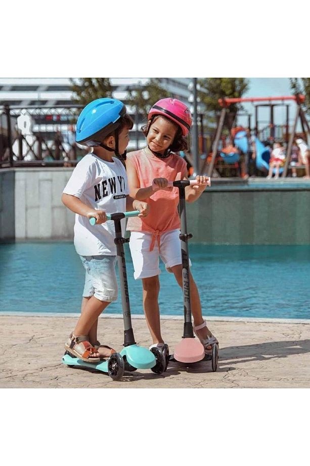Let's Ride 3 Tekerlekli Katlanabilir Işıklı Scooter Somon - 2
