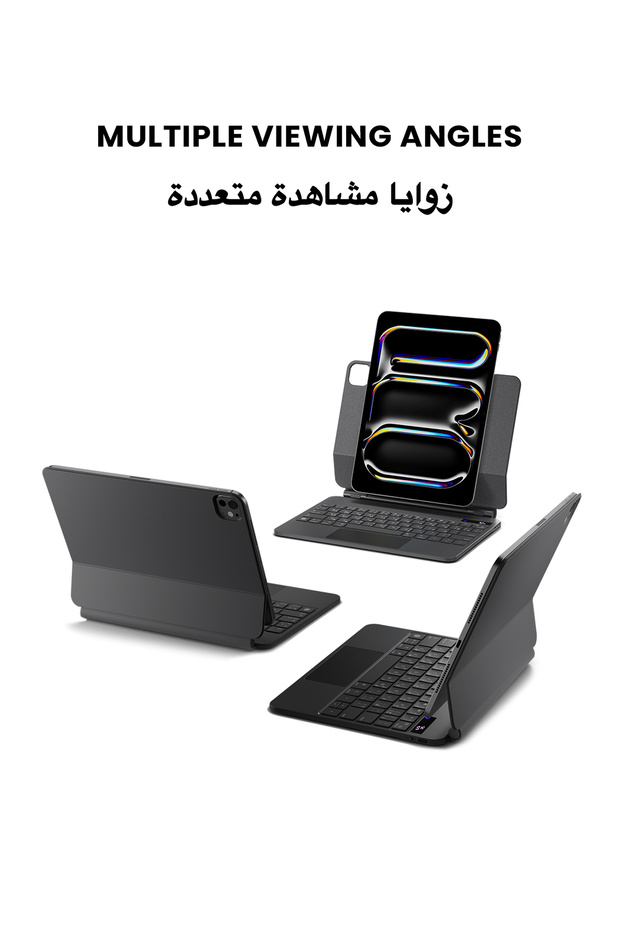 لوحة مفاتيح SpacePad Pro iPad بخمسة اتجاهات، شاشة LED، إضاءة خلفية، تدعم اللغة الإنجليزية/العربية لجهاز iPad Pro 11 (M4) - 8